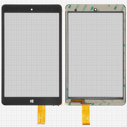 Сенсорний екран для China Tablet PC 8"; Chuwi Hi8, чорний, 121 мм, 51 pin, 211 мм, ємнісний, 8", #HSCTP 489 8 PB80JG2296