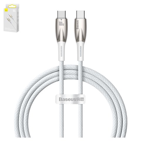 USB кабель Baseus Glimmer, 2xUSB тип C, 100 см, 100 Вт, белый, #CADH000702