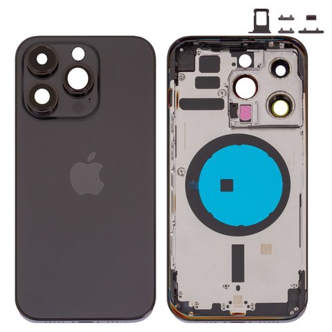Корпус для iPhone 14 Pro, чорний, з тримачем SIM карти, з боковими кнопками, Original PRC , EU Version, space black