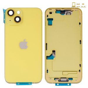 Корпус для iPhone 14, жовтий, з тримачем SIM карти, з боковими кнопками, Original PRC , EU version
