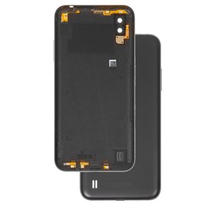Panel trasero de carcasa puede usarse con Samsung A015 Galaxy A01, negra, con vidrio de cámara, con botones laterales