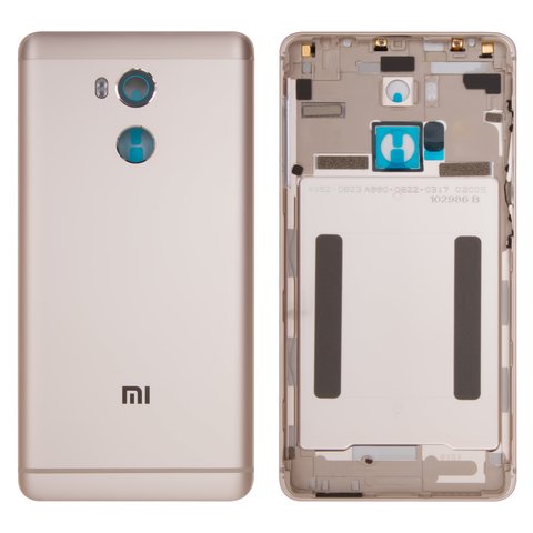 Housing Back Cover compatible with Xiaomi Redmi 4 Prime, golden, with side button 