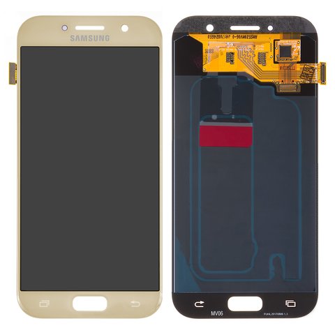 LCD compatible with Samsung A520 Galaxy A5 2017 , golden, without frame, Original PRC , original glass 