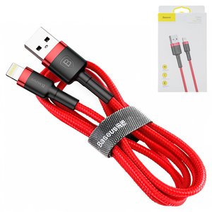 USB Cable Baseus Cafule, USB type A, Lightning, 100 cm, 2.4 A, red, nylon braided  #CALKLF B09