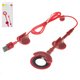 USB Cable Baseus O-type Car Mount, (USB type-A, Lightning, 80 cm, 2.1 A, red) #CALOX-09