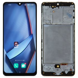 LCD compatible with Samsung A315 Galaxy A31, black, with frame, High Copy, with wide edge, OLED  