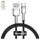 USB Cable Baseus Cafule Series Metal, (USB type-A, USB type C, 100 cm, 66 W, 6 A, black, nylon braided) #CAKF000101