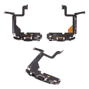Flat Cable compatible with iPhone 13 Pro, charge connector, gray, with microphone, with components, Original PRC , Lightning 