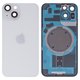 Housing Back Cover compatible with iPhone 14, (white, with camera lens, Starlight, small hole)