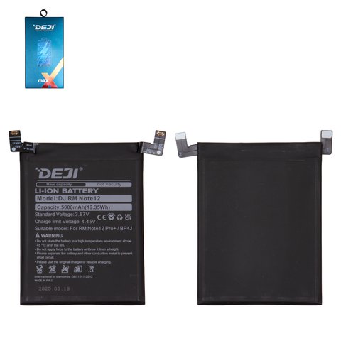 Batería Deji BP4J puede usarse con Xiaomi Redmi Note 12 Pro Plus, Li ion, 3.87 V, 4880 mAh
