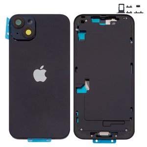 Housing compatible with iPhone 14 Plus, black, with SIM card holders, with side buttons, Original PRC , EU Version, midnight 