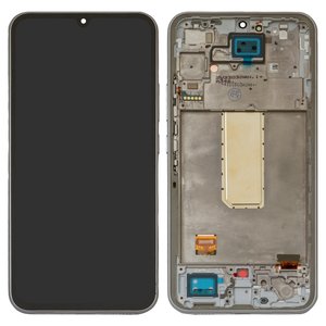LCD compatible with Samsung A346 Galaxy A34 5G, silver, with frame, Original PRC  