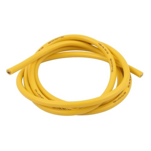 Wire In Silicone Insulation 12AWG, 3.31 mm², 1 m, yellow 