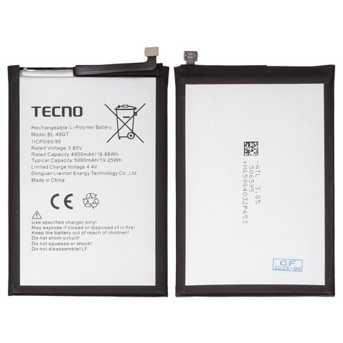 Аккумулятор BL 49GT для Tecno Camon 17, Camon 17P, Spark 9 Pro, Li Polymer, 3,7 В, 5000 мАч, Original PRC 