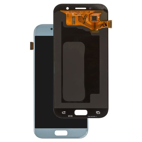 Pantalla LCD puede usarse con Samsung A720 Galaxy A7 2017 , azul claro, sin marco, original vidrio reemplazado , blue mist