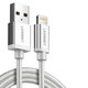 Cable USB UGREEN, USB tipo-A, Lightning, 100 cm, 2.4 A, plateado, blanco, #6957303835843