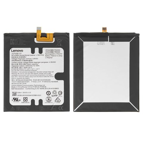 Batería L14D1P31 puede usarse con Lenovo Phab Plus PB1 770N, Li Polymer, 3.8 V, 3500 mAh