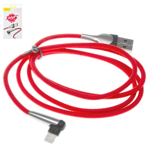 Cable de carga Baseus MVP Elbow, USB tipo A, Lightning, 100 cm, 2.4 A, rojo, #CALMVP D09