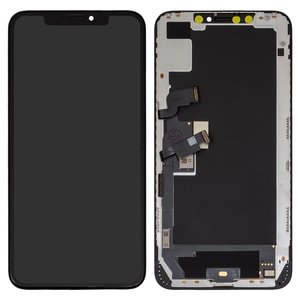 Pantalla LCD puede usarse con iPhone XS Max, negro, con marco, HC, OLED , OEM soft