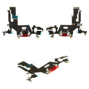 Cable flex puede usarse con iPhone 11, del conector de carga, del conector de auriculares, rojo, con micrófono, HC
