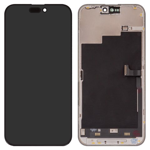 Pantalla LCD puede usarse con iPhone 15 Pro Max, negro, con marco, vidrio reemplazado
