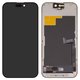Pantalla LCD puede usarse con iPhone 15 Pro, negro, con marco, HC, (OLED), YK OEM hard