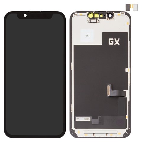 Pantalla LCD puede usarse con iPhone 13 mini, negro, con marco, HC, sin microchip, OLED , GX OEM hard