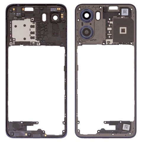 Parte media de carcasa puede usarse con Motorola Moto G05, negra, con vidrio de cámara