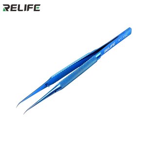 Pinzas para smd RELIFE RT 15C, curvada, aleación de titanio, 140 mm