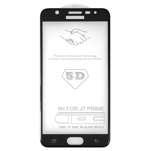 Защитное стекло All Spares для Samsung G610 Galaxy J7 Prime, 5D Full Glue, черный, cлой клея нанесен по всей поверхности