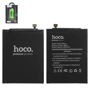 Аккумулятор Hoco BN4A для Xiaomi Redmi Note 7, Redmi Note 7 Pro, Li Polymer, 3,85 B, 4000 мАч, M1901F7G, M1901F7H, M1901F7I