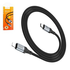 USB кабель Hoco X102, USB тип C, Lightning, 100 см, 27 Вт, чорний, в нейлоновому обплетенні, #6942007608749