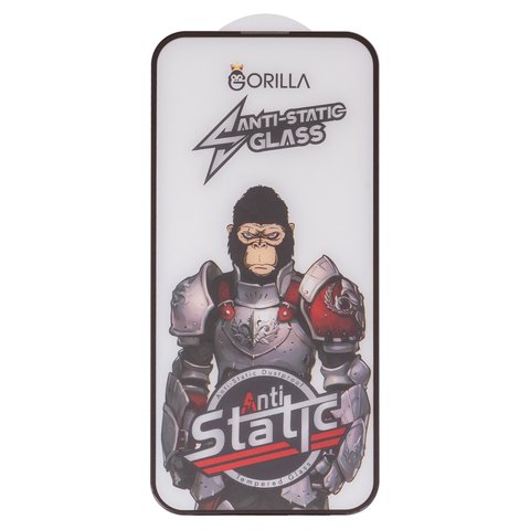 Защитное стекло для Apple iPhone 15 Pro Max, совместимо с чехлом, Full Glue, Anti Static, черный, gorilla