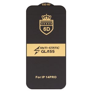 Защитное стекло ESD 6D для Apple iPhone 14 Pro, совместимо с чехлом, Full Glue, Anti Static, с сеточкой, без упаковки , черный