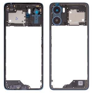 Средняя часть корпуса для Motorola Moto G06, синяя, со стеклом камеры, tapestry