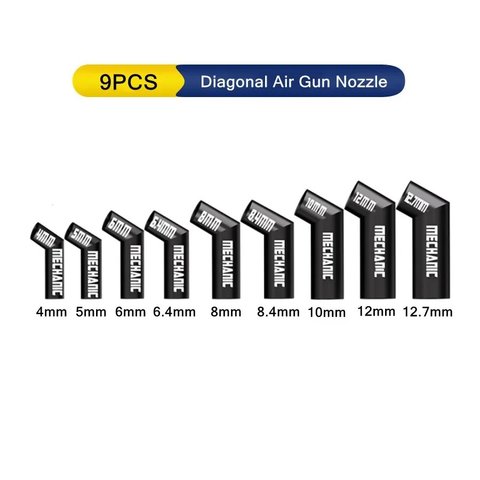 Насадка термофена Mechanic 861 Diagonal, вигнута, 9in1, 4mm 5mm 6mm 6.4mm 8mm 8.4mm 10mm 12mm 12.7mm