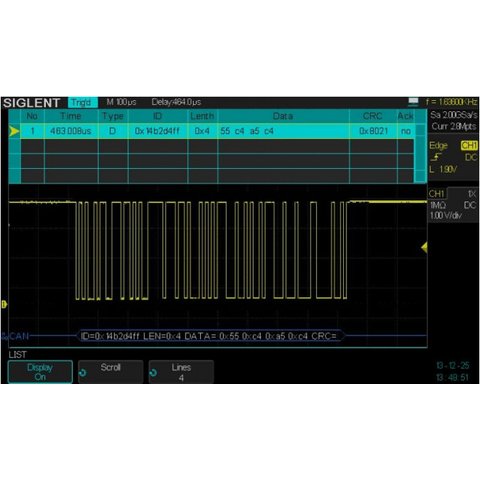 Software SIGLENT SDS 1000X DC para decodificar señales IIC, SPI, UART RS232, CAN, LIN